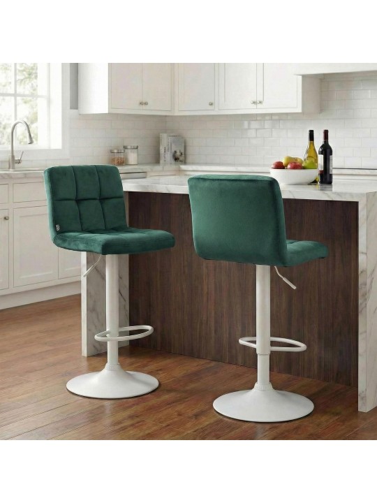 Taburete de bar Peru terciopelo blanco, verde