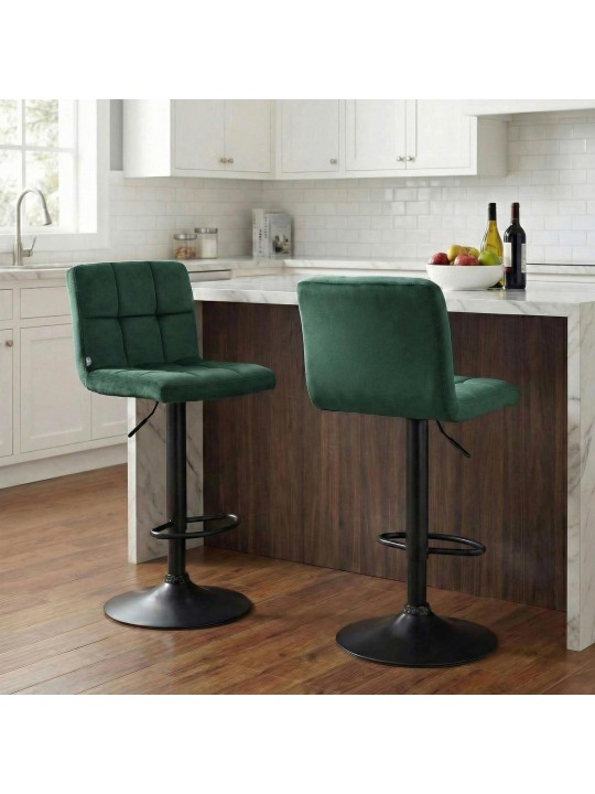 Taburete de bar Peru terciopelo negro, verde Taburete de bar Peru terciopelo negro, verde