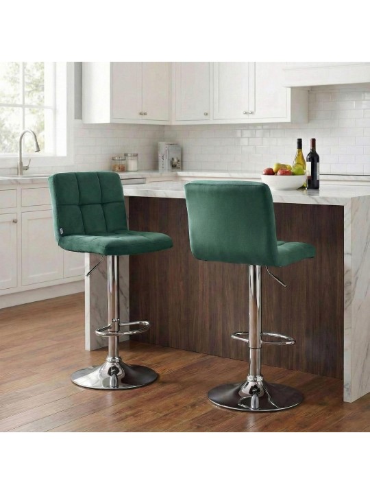 Taburete de bar Peru terciopelo cromo, verde
