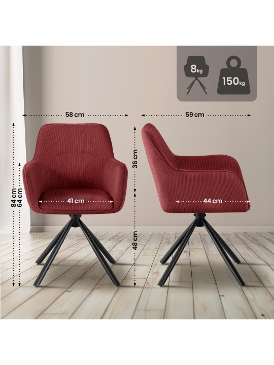 Silla Tipton Cord, burdeos