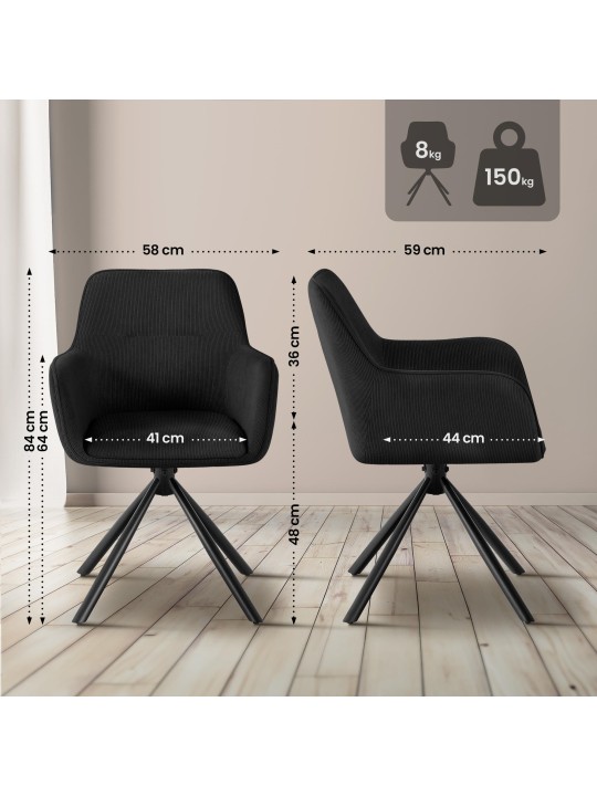 Silla Tipton Cord, negro Silla Tipton Cord, negro
