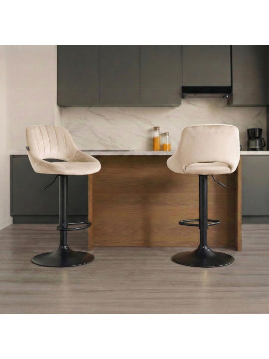 Taburete de bar Milet terciopelo, crema
