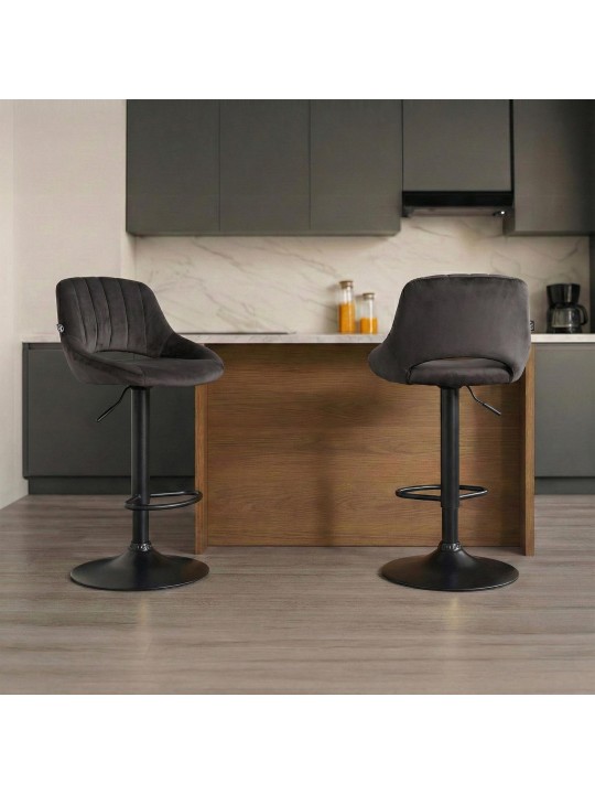 Taburete de bar Milet terciopelo, negro