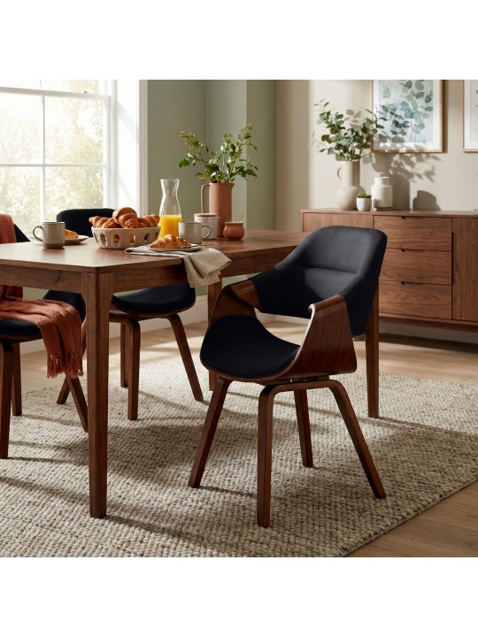 Silla de comedor Maira cuero sintético, nogal/negro Silla de comedor Maira cuero sintético, nogal/negro