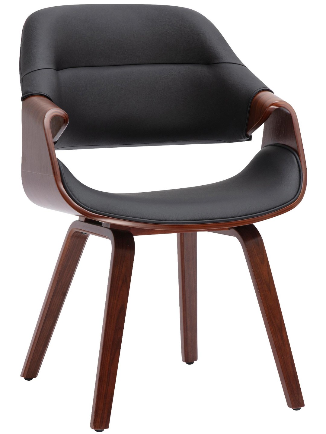 Silla de comedor Maira cuero sintético, nogal/negro