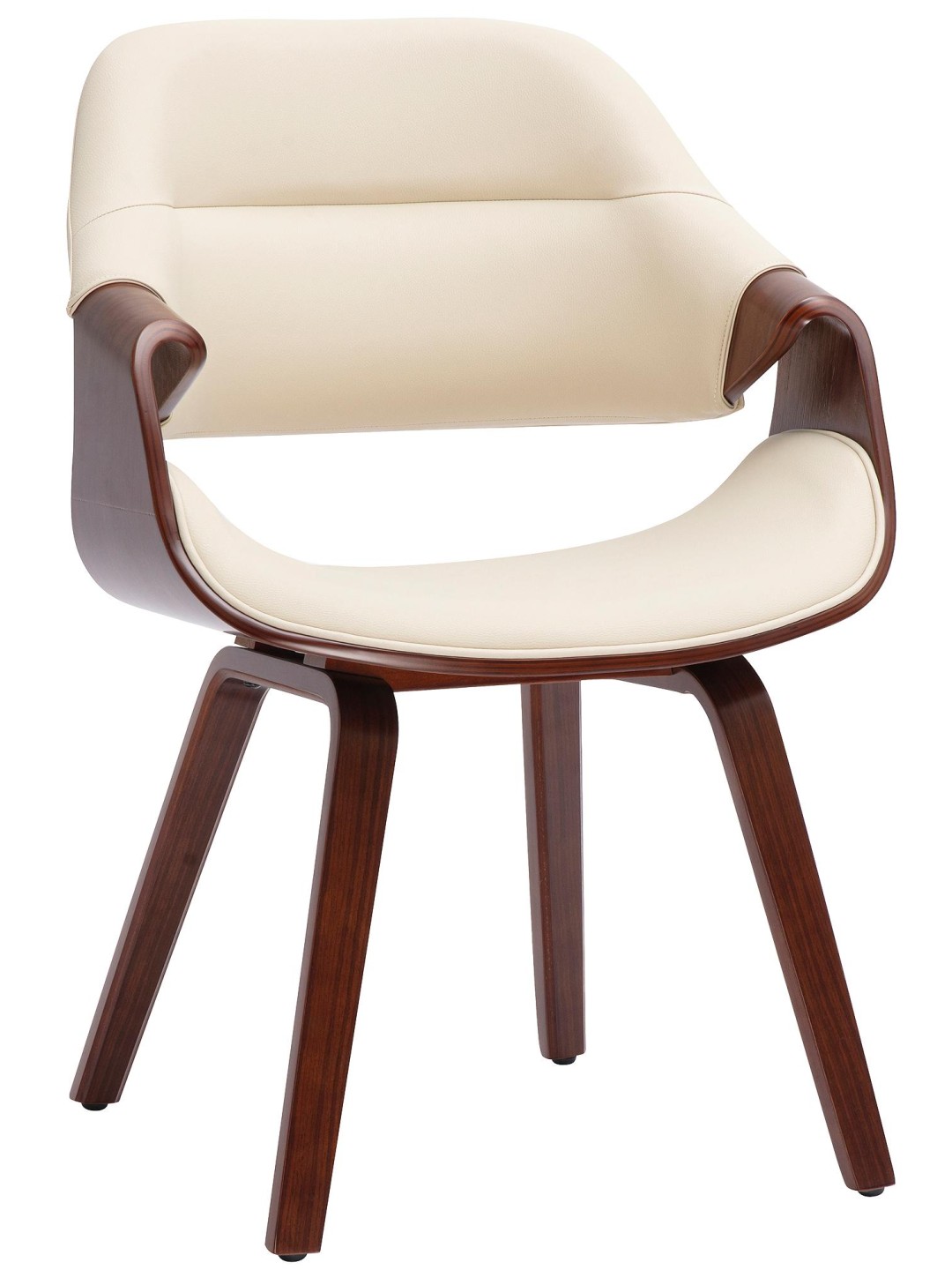 Silla de comedor Maira cuero sintético, nogal/crema