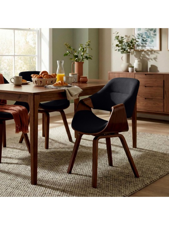 Silla de comedor Maira tela, nogal/negro Silla de comedor Maira tela, nogal/negro