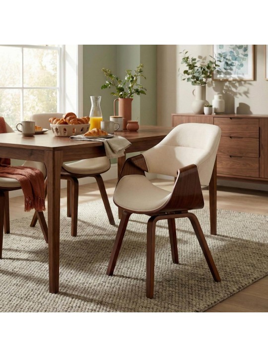 Silla de comedor Maira tela, nogal/crema Silla de comedor Maira tela, nogal/crema