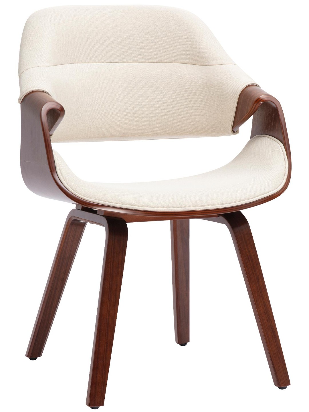 Silla de comedor Maira tela, nogal/crema