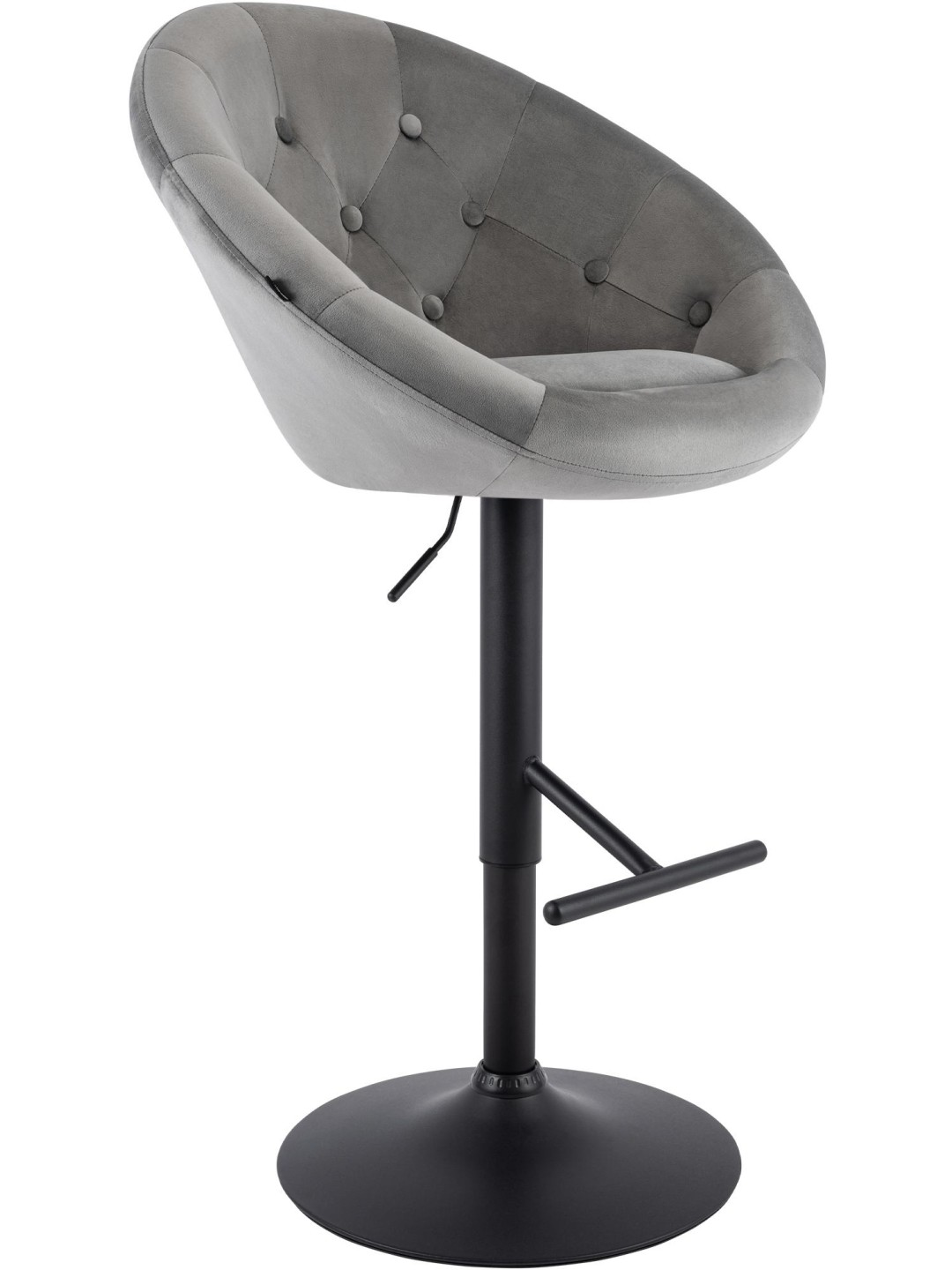 Taburete de bar London terciopelo negro, gris