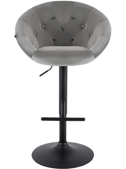 Taburete de bar London terciopelo negro, gris