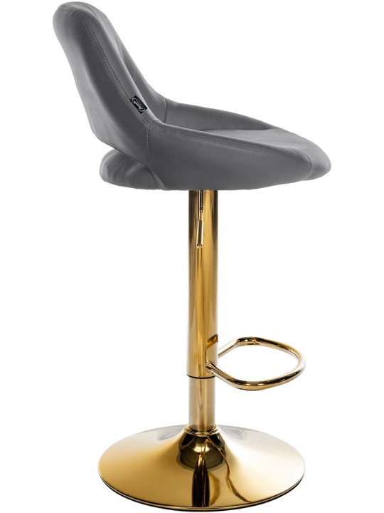 Taburete de bar Milet cuero sintético dorado, gris