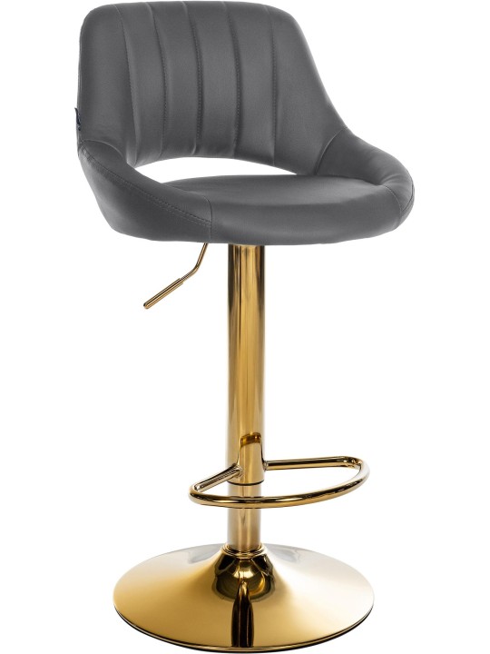 Taburete de bar Milet cuero sintético dorado, gris