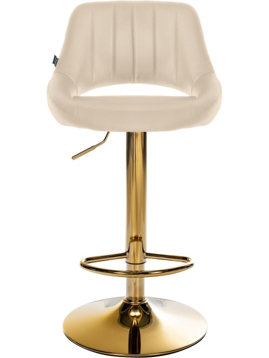 Taburete de bar Milet cuero sintético dorado, crema Taburete de bar Milet cuero sintético dorado, crema