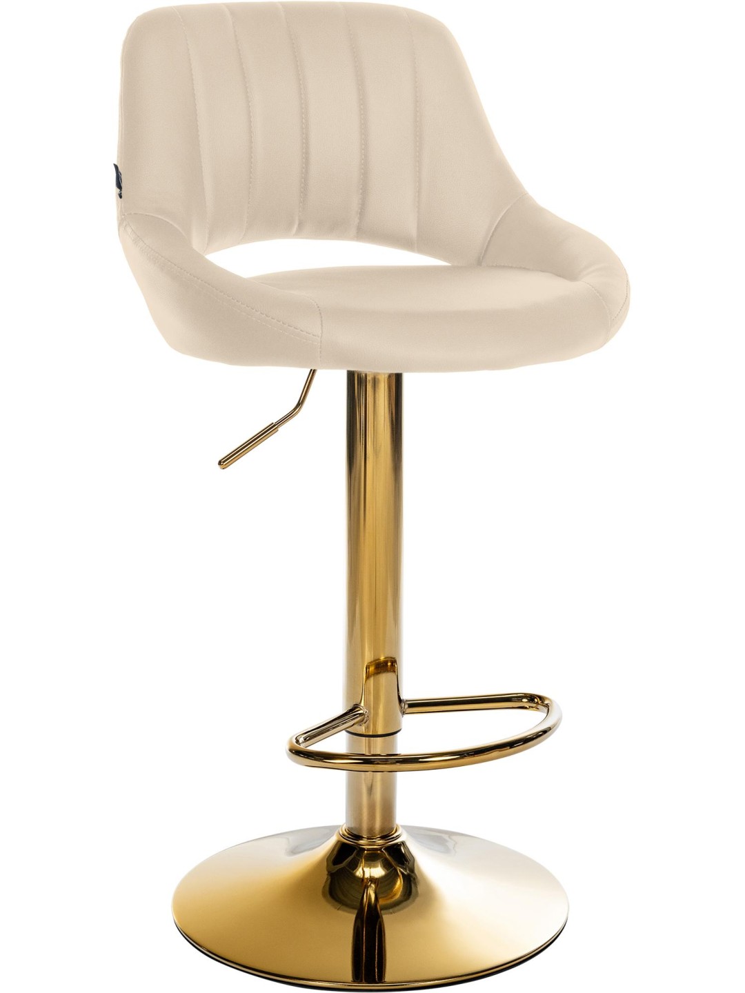 Taburete de bar Milet cuero sintético dorado, crema