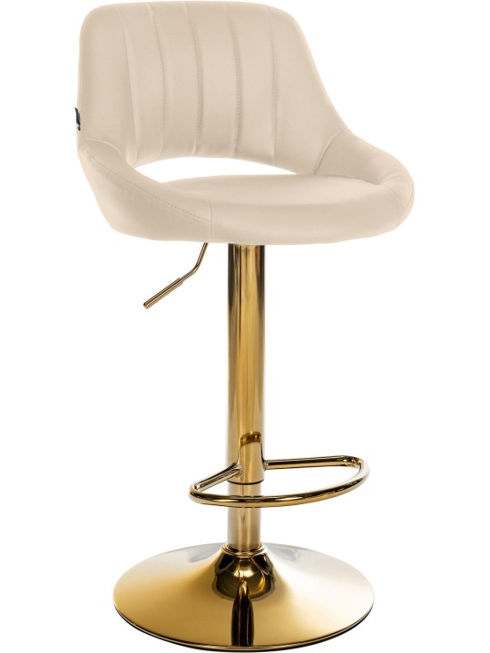 Taburete de bar Milet cuero sintético dorado, crema Taburete de bar Milet cuero sintético dorado, crema