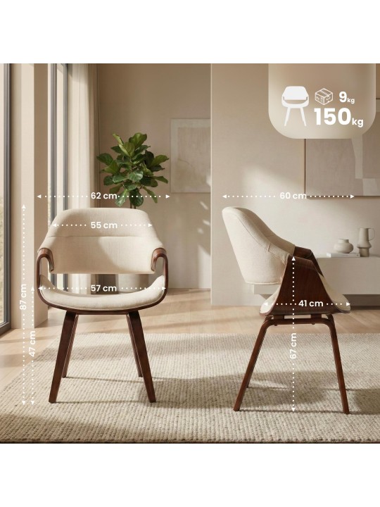 Silla de comedor Maira tela, nogal/crema Silla de comedor Maira tela, nogal/crema