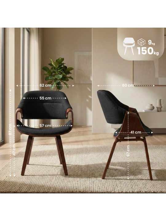 Silla de comedor Maira tela, nogal/negro Silla de comedor Maira tela, nogal/negro