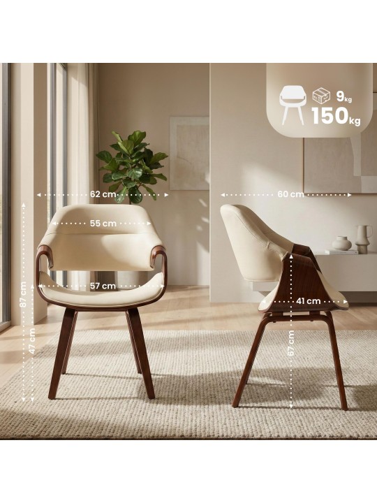 Silla de comedor Maira cuero sintético, nogal/crema Silla de comedor Maira cuero sintético, nogal/crema