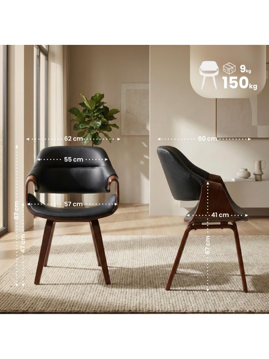 Silla de comedor Maira cuero sintético, nogal/negro Silla de comedor Maira cuero sintético, nogal/negro