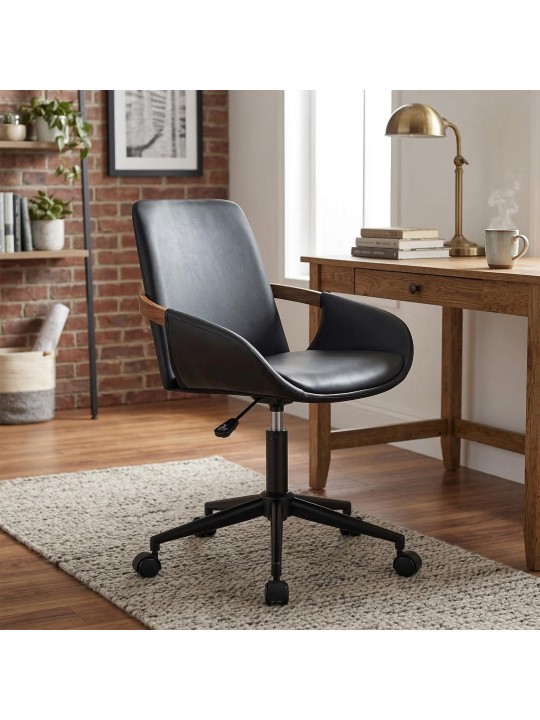 Silla de oficina Daina cuero sintético, nogal/negro Silla de oficina Daina cuero sintético, nogal/negro