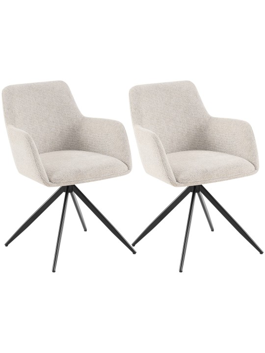 Juego de 2 sillas de comedor Olema tela, crema Juego de 2 sillas de comedor Olema tela, crema