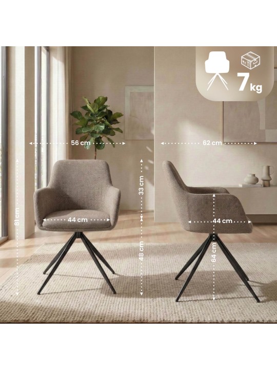 Juego de 2 sillas de comedor Olema tela, taupe Juego de 2 sillas de comedor Olema tela, taupe