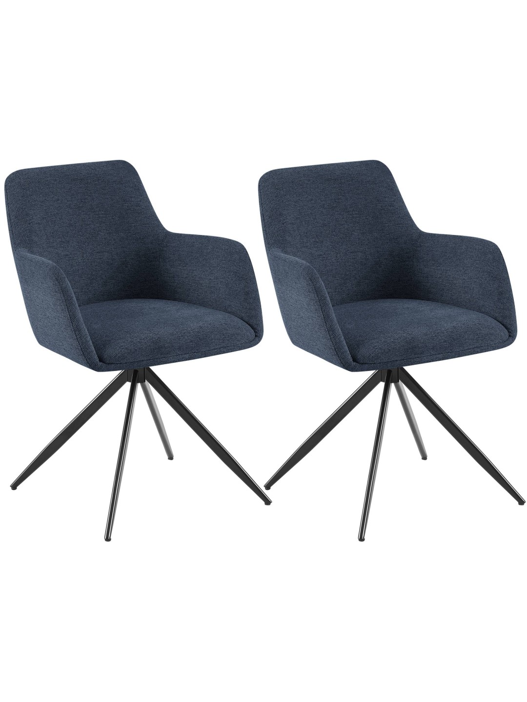 Juego de 2 sillas de comedor Olema tela, azul
