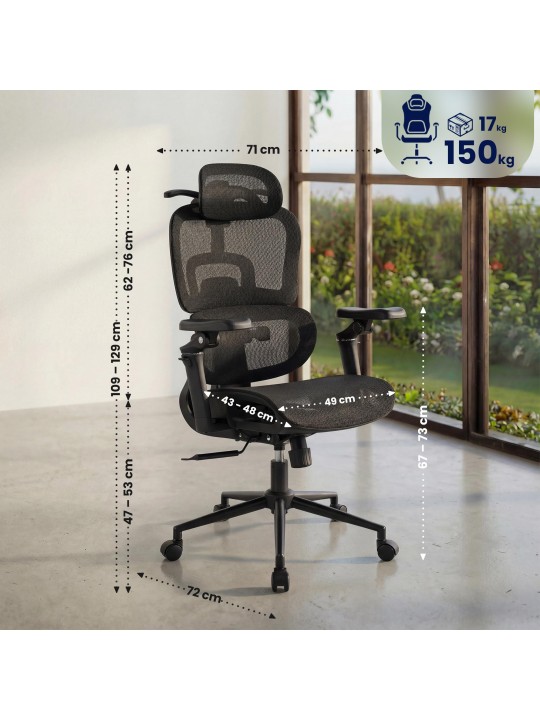 Silla de oficina Jenson, negra