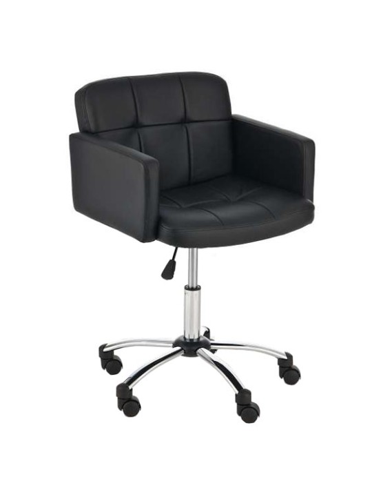 Taburete de trabajo Los Ángeles polipiel, negro