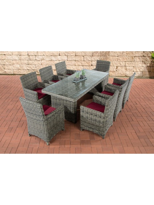 Grupo de asientos Fontana XL rojo rubí, gris jaspeado