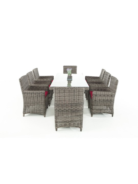 Grupo de asientos Fontana XL rojo rubí, gris jaspeado