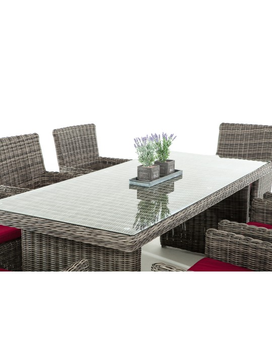 Grupo de asientos Fontana XL rojo rubí, gris jaspeado