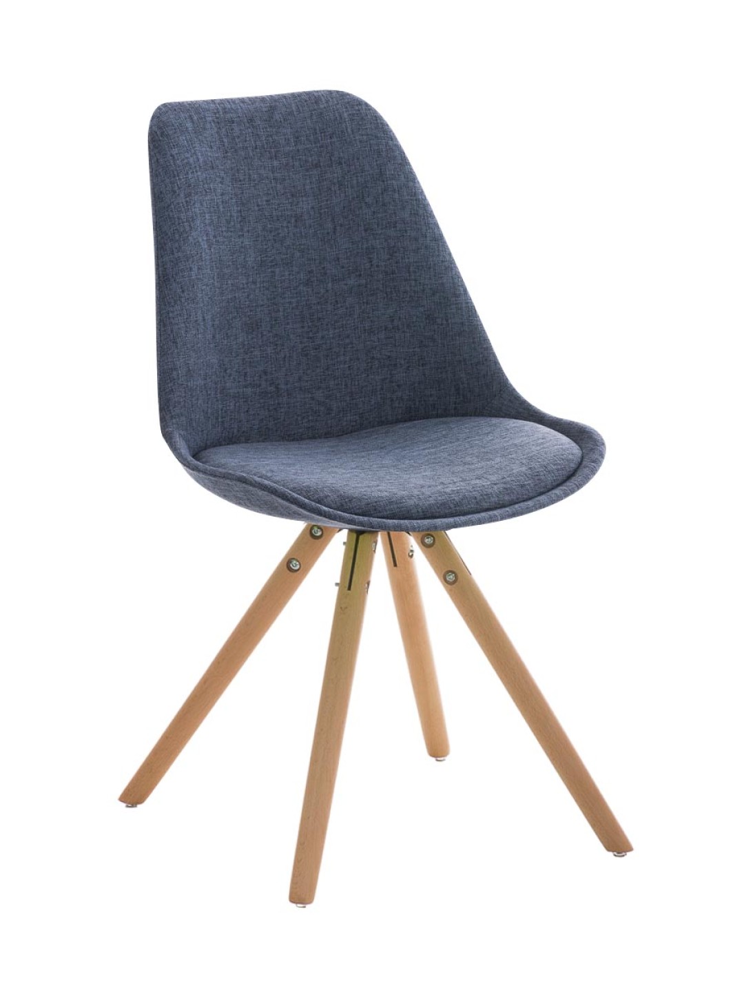 Silla Pegleg tela redonda natural, azul