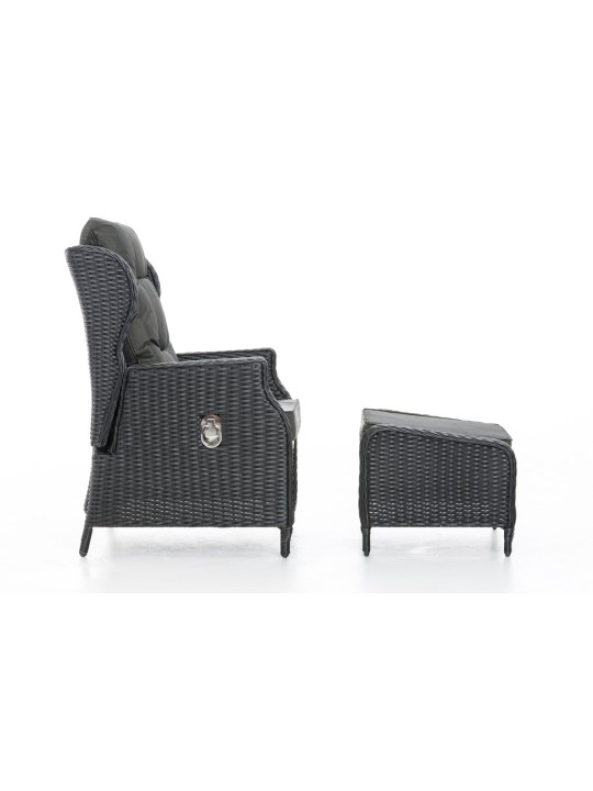 Sillón Breno incl. taburete antracita, negro