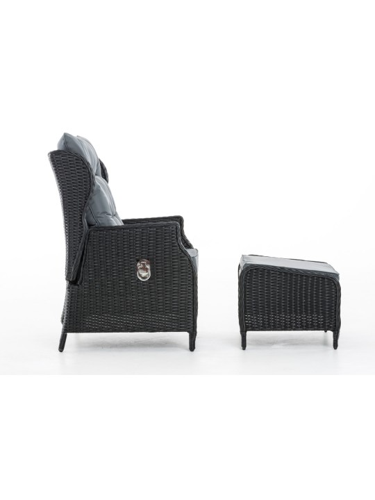 Sillón Breno incl. taburete gris hierro, negro