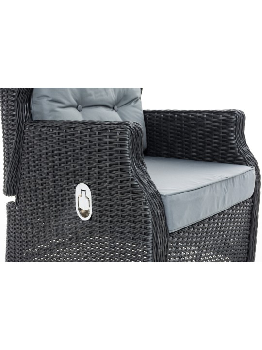 Sillón Breno incl. taburete gris hierro, negro