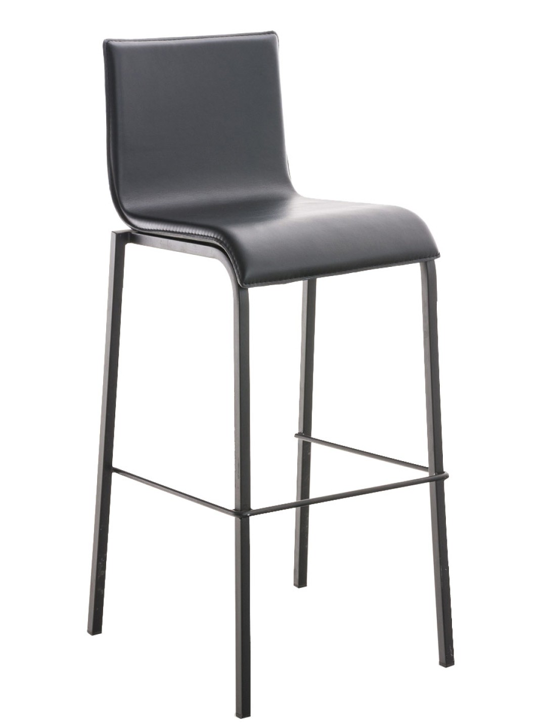 Taburete de bar Avola cuero plano B78, negro