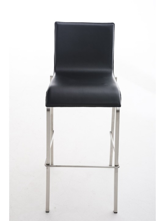 Taburete de bar Avola cuero plano E78, negro