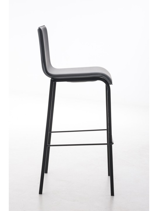 Taburete de bar Avola cuero plano B78, negro