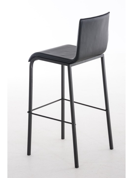Taburete de bar Avola cuero plano B78, negro