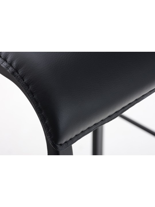 Taburete de bar Avola cuero plano B78, negro