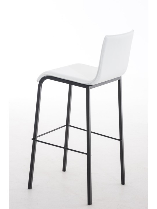 Taburete de bar Avola cuero plano B78, blanco
