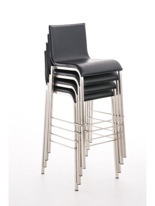 Taburete de bar Avola cuero plano B78, negro