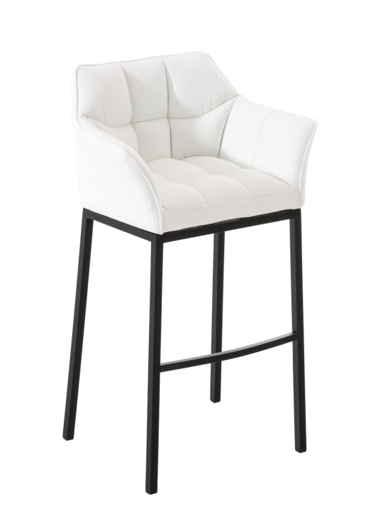 Taburete de bar Damaso B con estructura de 4 pies, blanco
