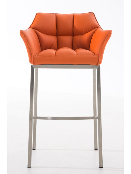 Taburete de bar Damaso E con estructura de 4 pies, naranja