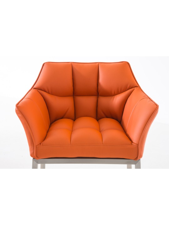 Taburete de bar Damaso E con estructura de 4 pies, naranja