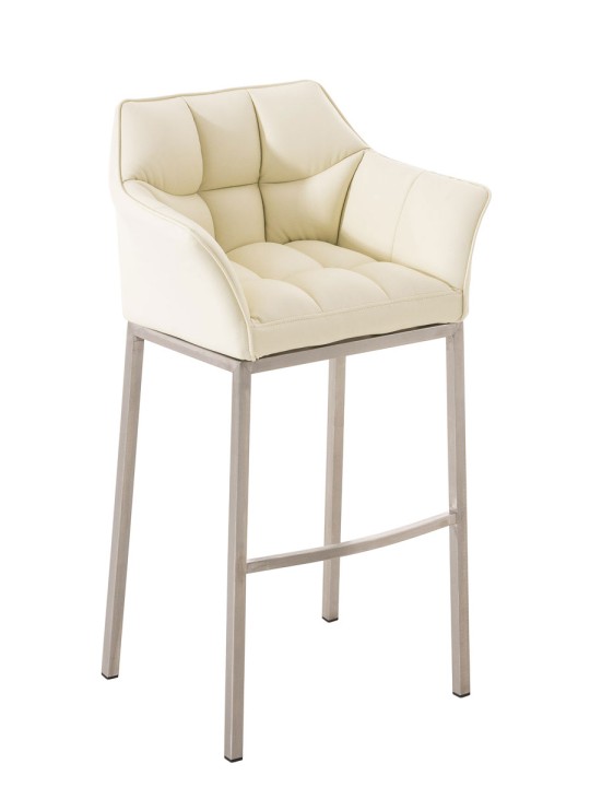 Taburete de bar Damaso E con estructura de 4 pies, crema