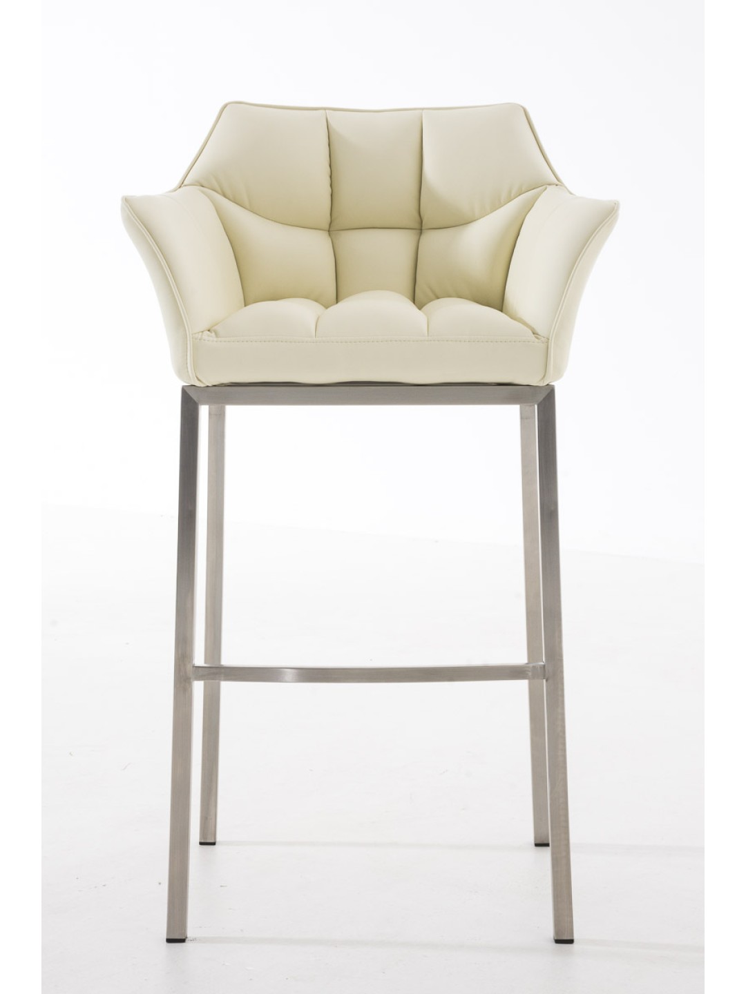 Taburete de bar Damaso E con estructura de 4 pies, crema