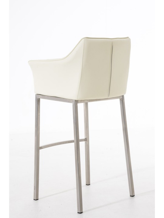 Taburete de bar Damaso E con estructura de 4 pies, crema